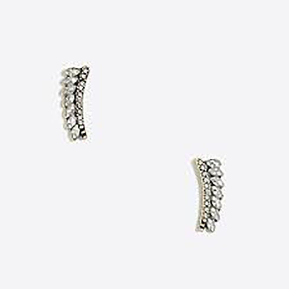 J.Crew Silver Gunmetal  Crystal Feather STud Earrings NWT 22.50